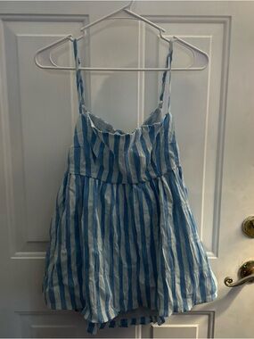 NWT Blue Stripe Cami Tank Flowy Bodice Size Lg By In The Beginning-Boutique